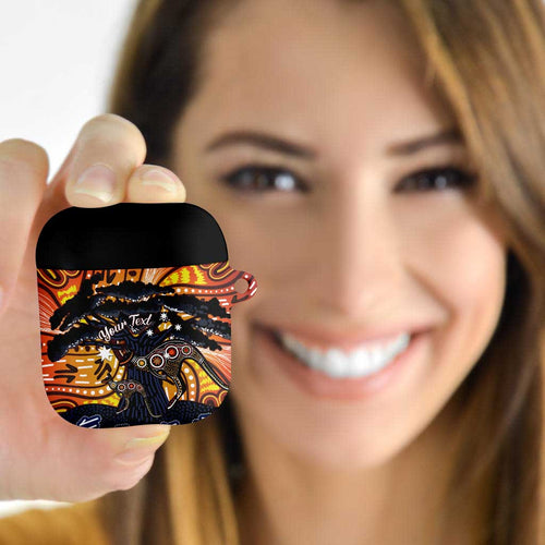 Australia Mother's Day Personalised AirPods Case Kangaroo With Aboriginal Tree Art