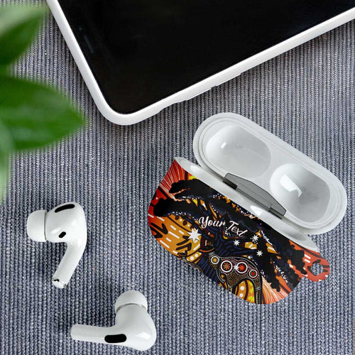 Australia Mother's Day Personalised AirPods Case Kangaroo With Aboriginal Tree Art