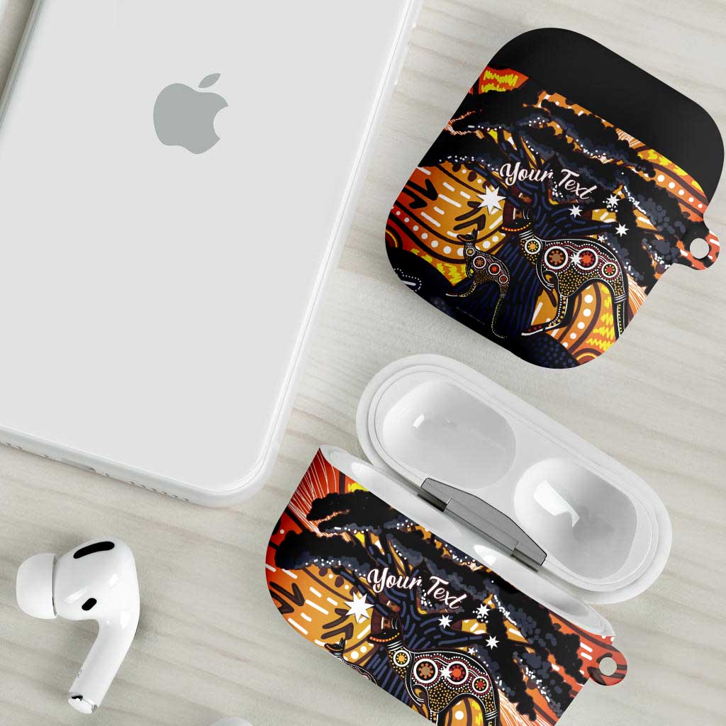 Australia Mother's Day Personalised AirPods Case Kangaroo With Aboriginal Tree Art