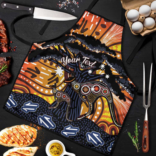 Australia Mother's Day Personalised Apron Kangaroo With Aboriginal Tree Art