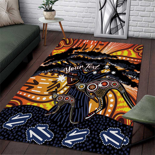Australia Mother's Day Personalised Area Rug Kangaroo With Aboriginal Tree Art