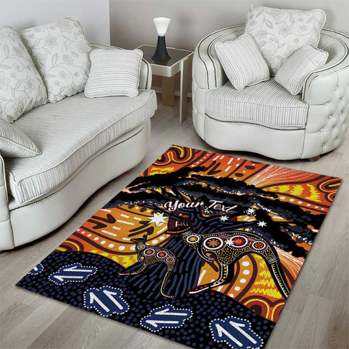 Australia Mother's Day Personalised Area Rug Kangaroo With Aboriginal Tree Art