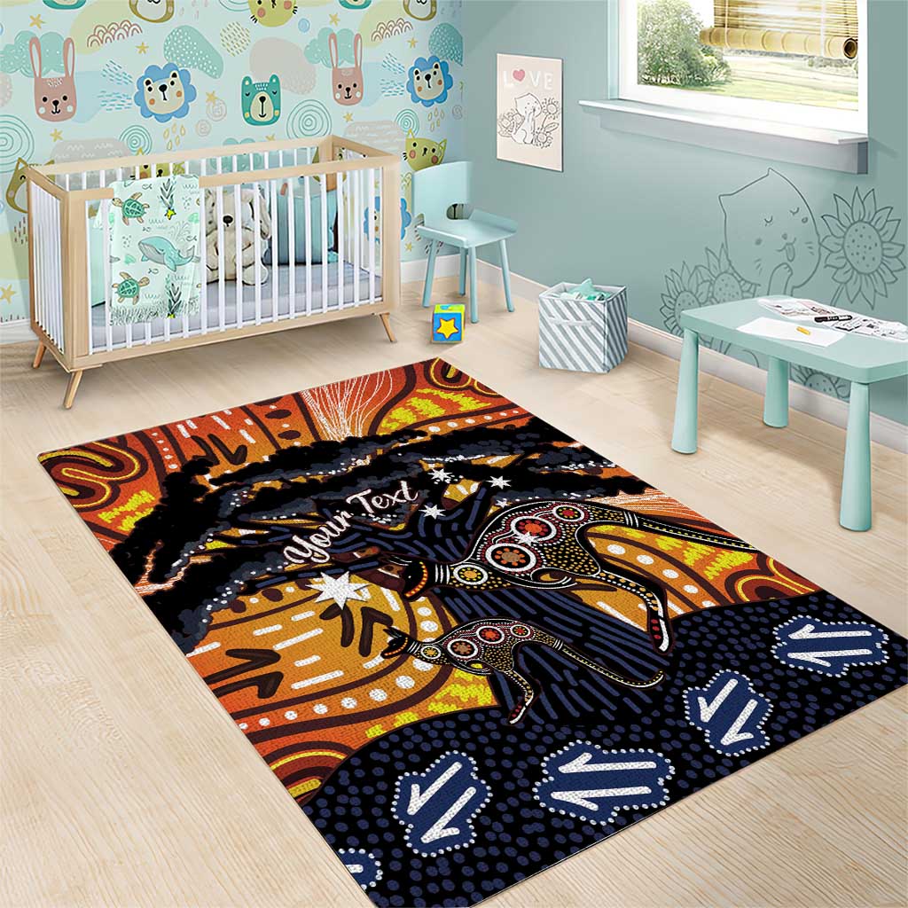 Australia Mother's Day Personalised Area Rug Kangaroo With Aboriginal Tree Art