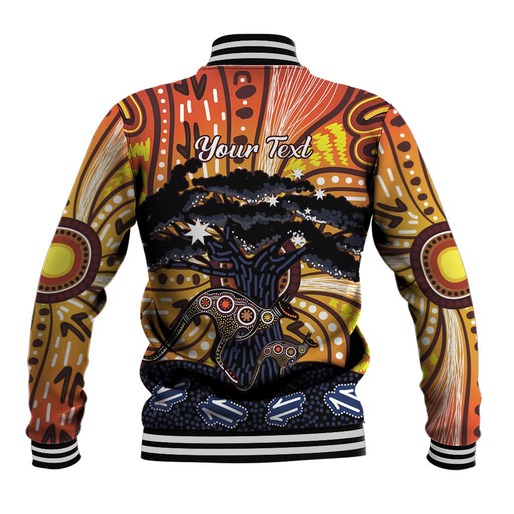 Australia Mother's Day Personalised Baseball Jacket Kangaroo With Aboriginal Tree Art