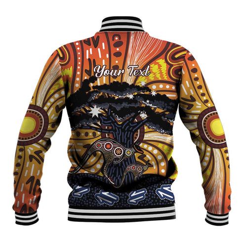 Australia Mother's Day Personalised Baseball Jacket Kangaroo With Aboriginal Tree Art