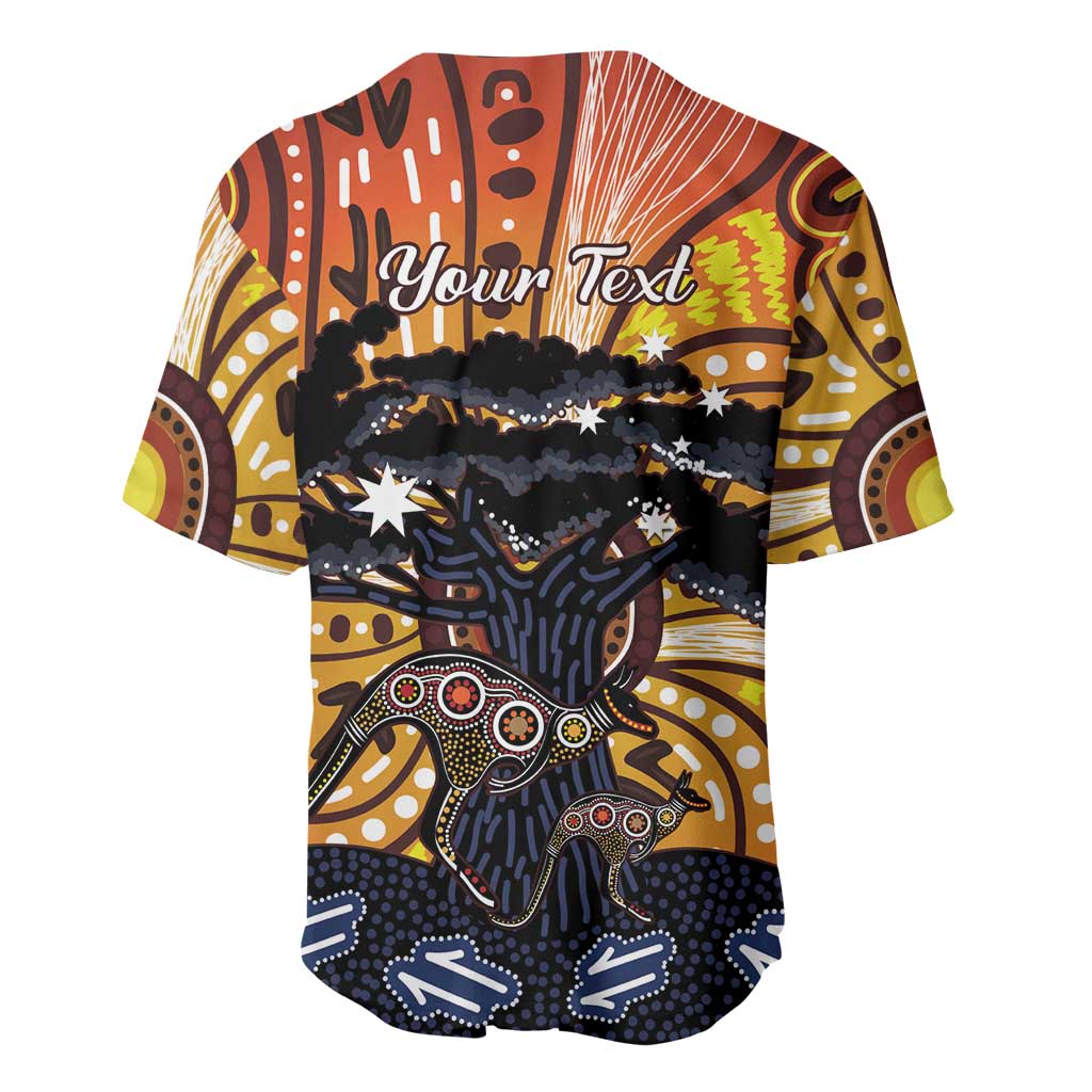 Australia Mother's Day Personalised Baseball Jersey Kangaroo With Aboriginal Tree Art