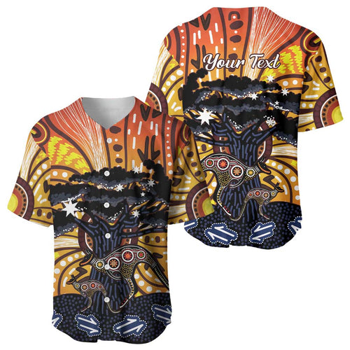 Australia Mother's Day Personalised Baseball Jersey Kangaroo With Aboriginal Tree Art