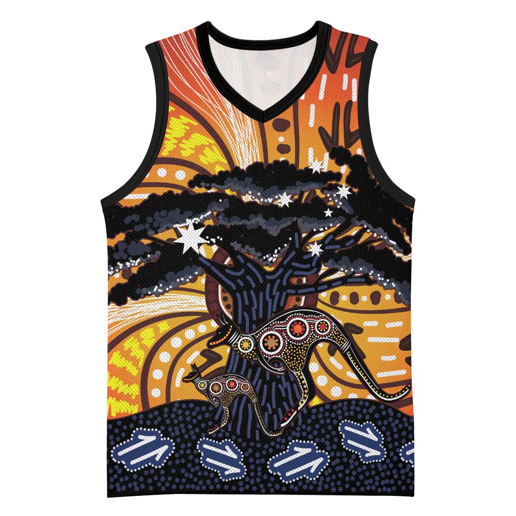 Australia Mother's Day Personalised Basketball Jersey Kangaroo With Aboriginal Tree Art