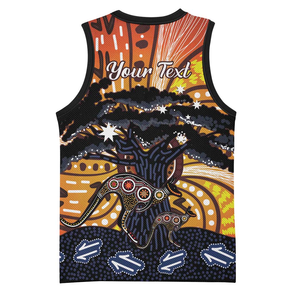 Australia Mother's Day Personalised Basketball Jersey Kangaroo With Aboriginal Tree Art