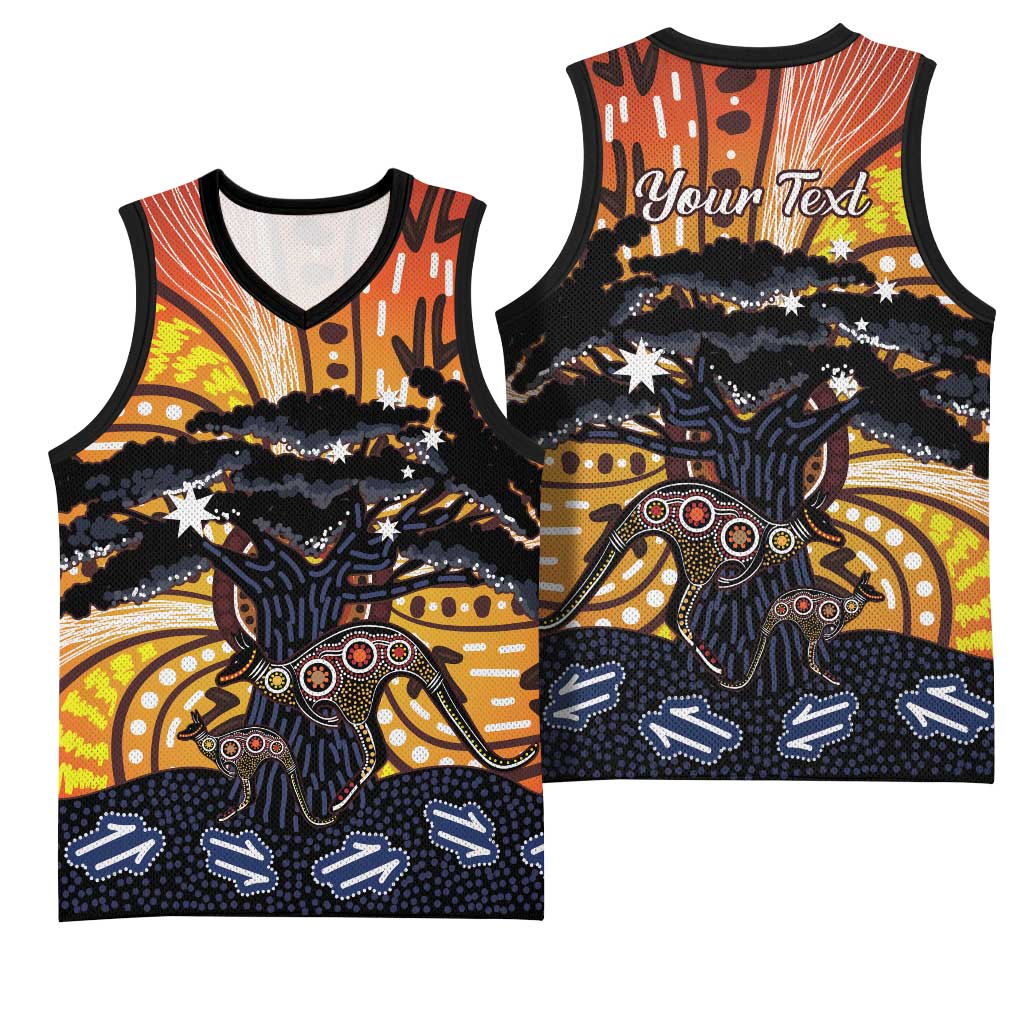 Australia Mother's Day Personalised Basketball Jersey Kangaroo With Aboriginal Tree Art