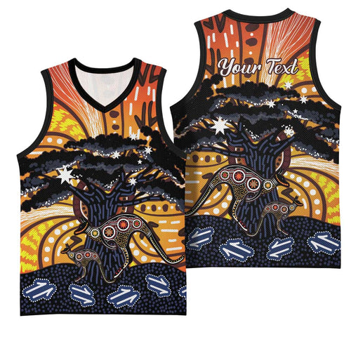 Australia Mother's Day Personalised Basketball Jersey Kangaroo With Aboriginal Tree Art