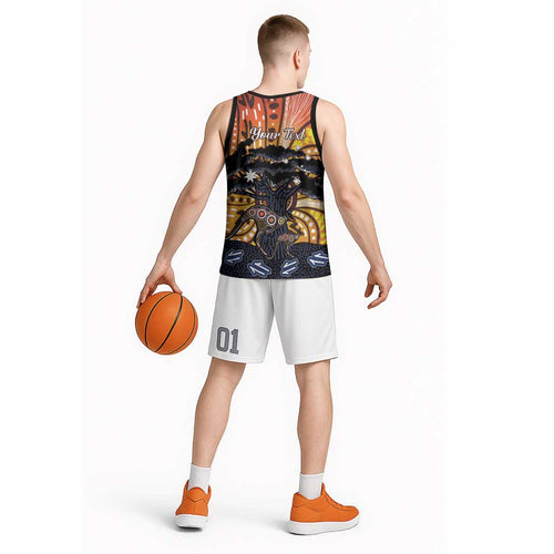 Australia Mother's Day Personalised Basketball Jersey Kangaroo With Aboriginal Tree Art