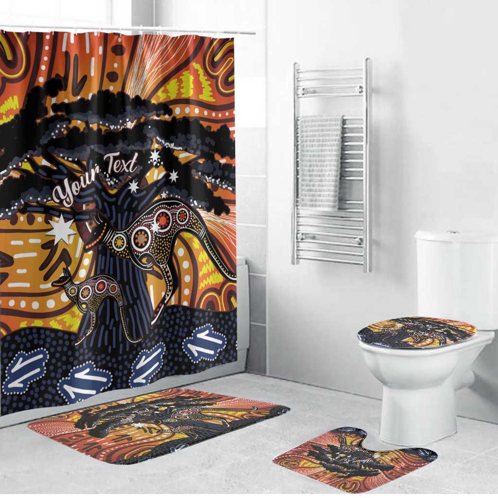 Australia Mother's Day Personalised Bathroom Set Kangaroo With Aboriginal Tree Art