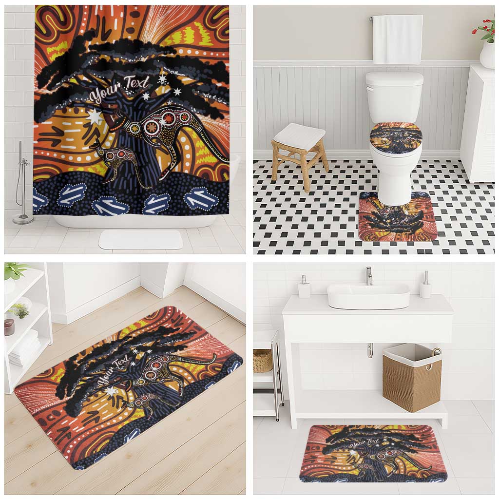 Australia Mother's Day Personalised Bathroom Set Kangaroo With Aboriginal Tree Art