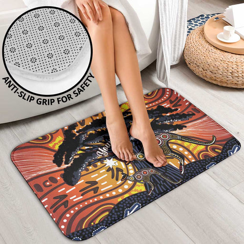 Australia Mother's Day Personalised Bathroom Set Kangaroo With Aboriginal Tree Art