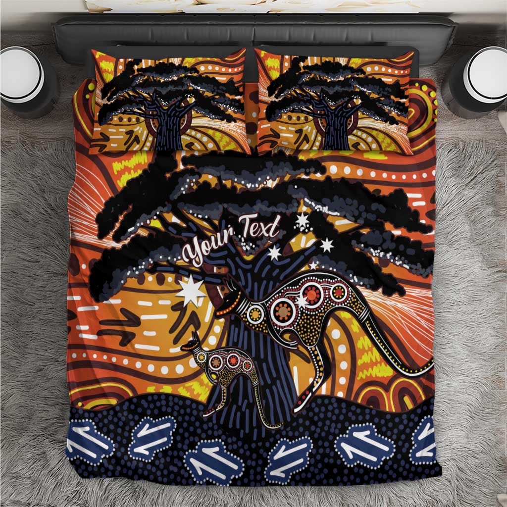 Australia Mother's Day Personalised Bedding Set Kangaroo With Aboriginal Tree Art
