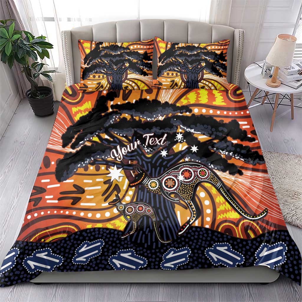 Australia Mother's Day Personalised Bedding Set Kangaroo With Aboriginal Tree Art