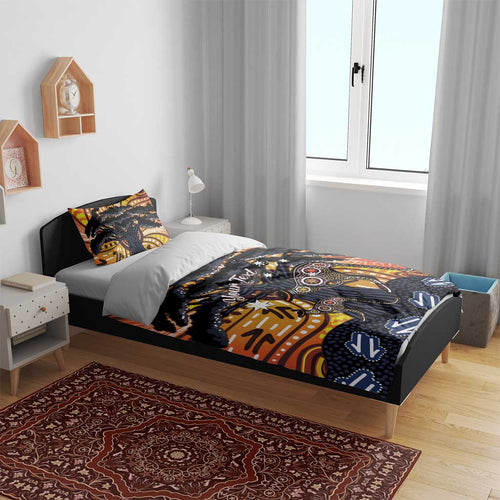 Australia Mother's Day Personalised Bedding Set Kangaroo With Aboriginal Tree Art