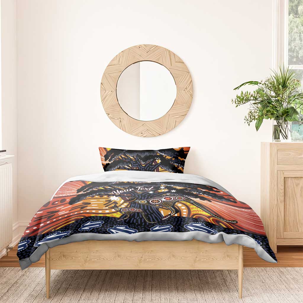 Australia Mother's Day Personalised Bedding Set Kangaroo With Aboriginal Tree Art