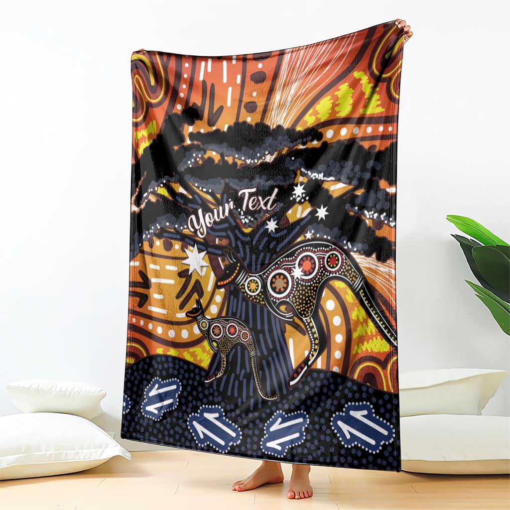 Australia Mother's Day Personalised Blanket Kangaroo With Aboriginal Tree Art