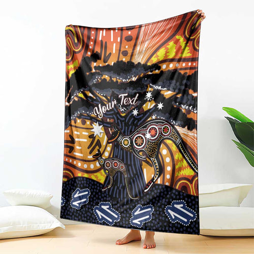 Australia Mother's Day Personalised Blanket Kangaroo With Aboriginal Tree Art
