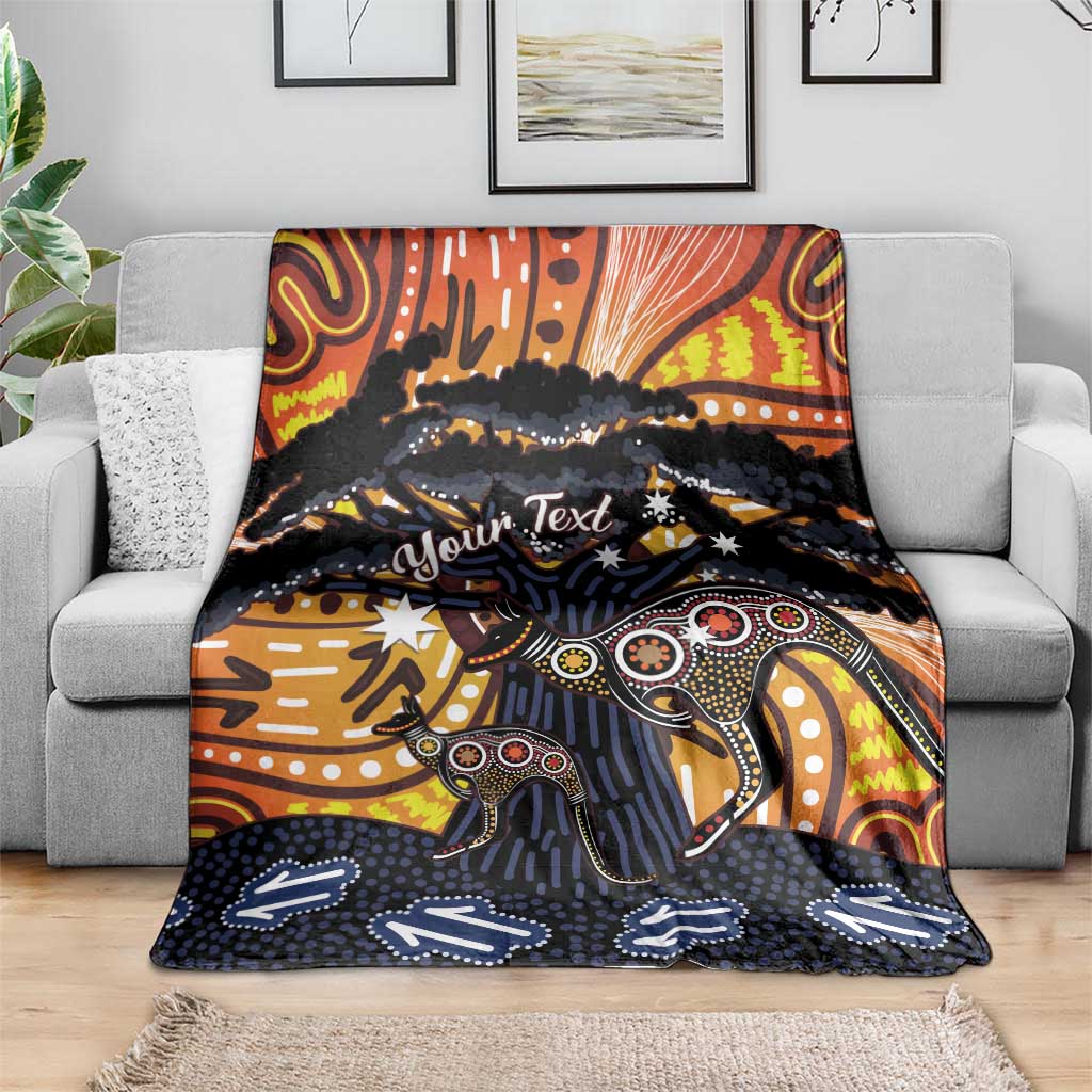 Australia Mother's Day Personalised Blanket Kangaroo With Aboriginal Tree Art