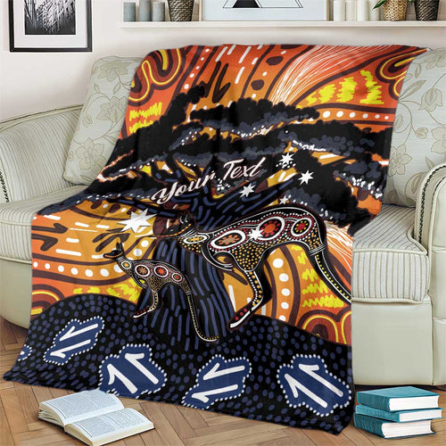 Australia Mother's Day Personalised Blanket Kangaroo With Aboriginal Tree Art