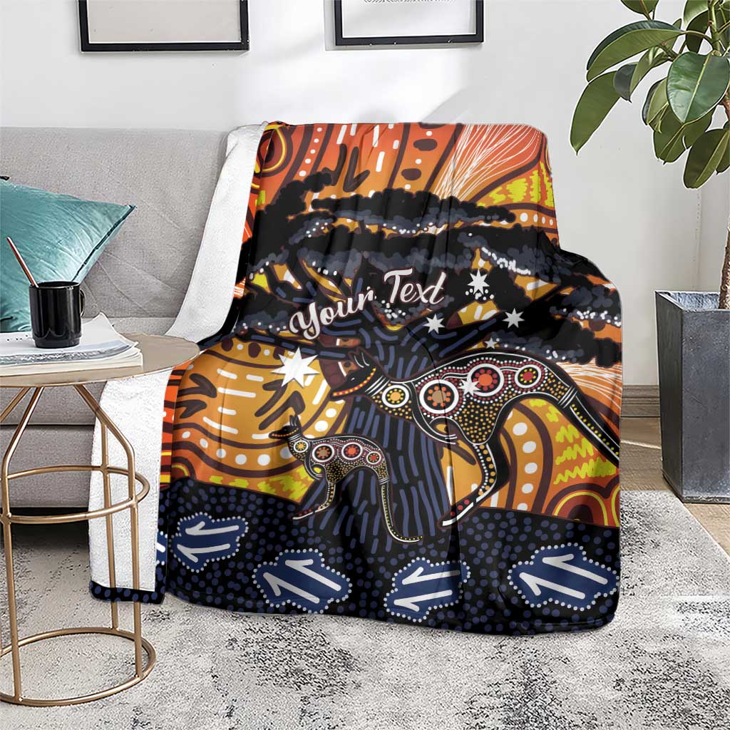 Australia Mother's Day Personalised Blanket Kangaroo With Aboriginal Tree Art