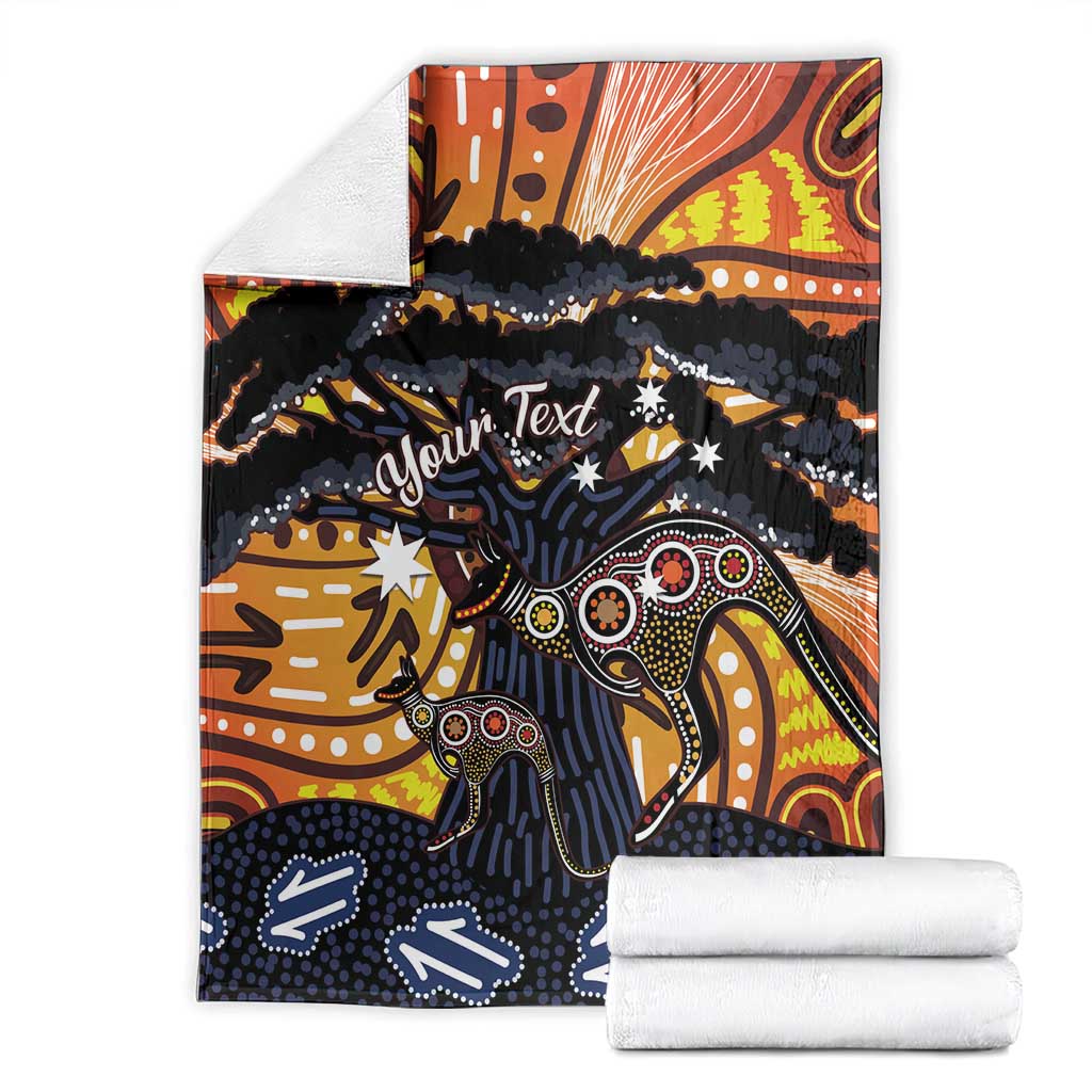 Australia Mother's Day Personalised Blanket Kangaroo With Aboriginal Tree Art
