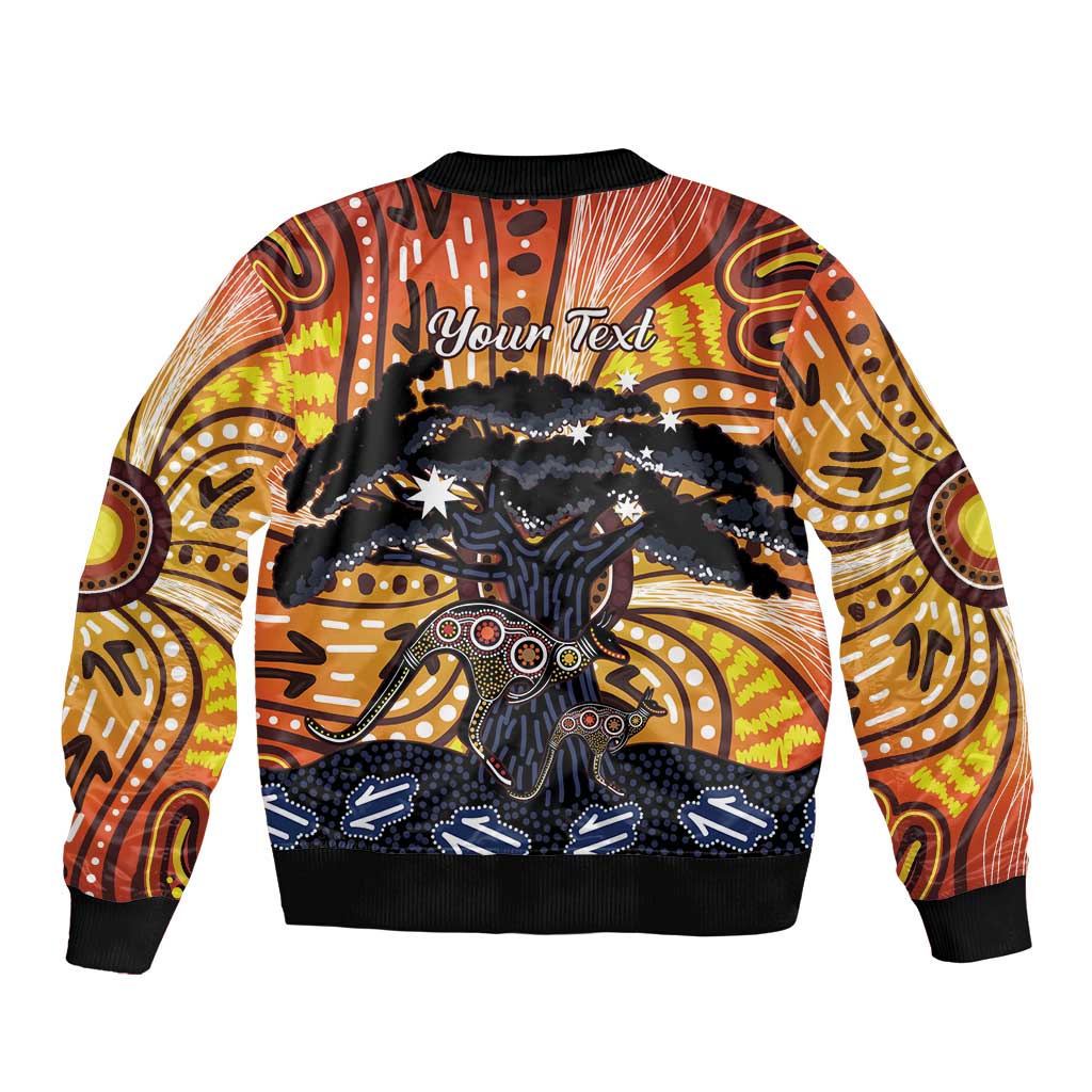 Australia Mother's Day Personalised Bomber Jacket Kangaroo With Aboriginal Tree Art