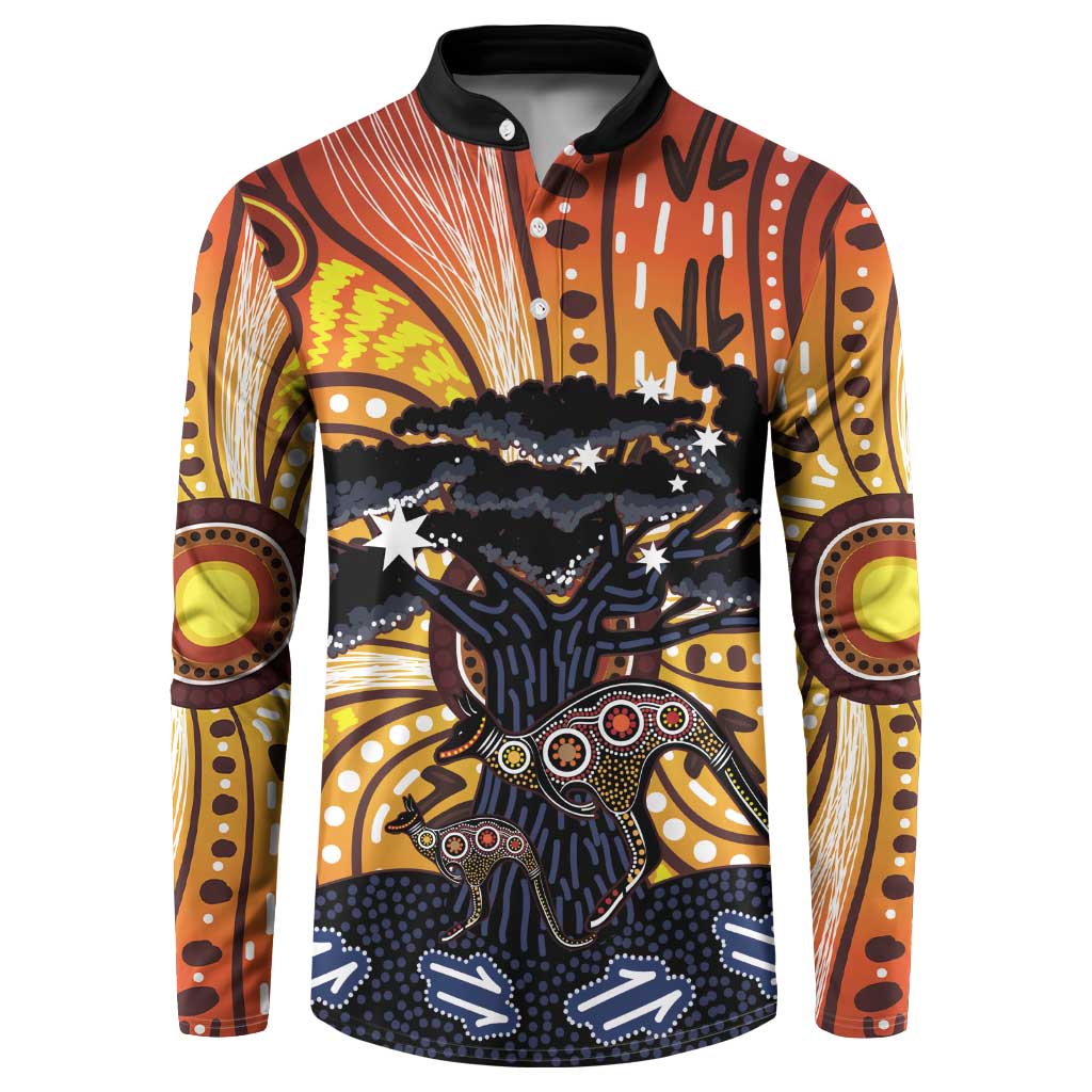 Australia Mother's Day Personalised Button Sweatshirt Kangaroo With Aboriginal Tree Art