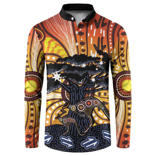 Australia Mother's Day Personalised Button Sweatshirt Kangaroo With Aboriginal Tree Art