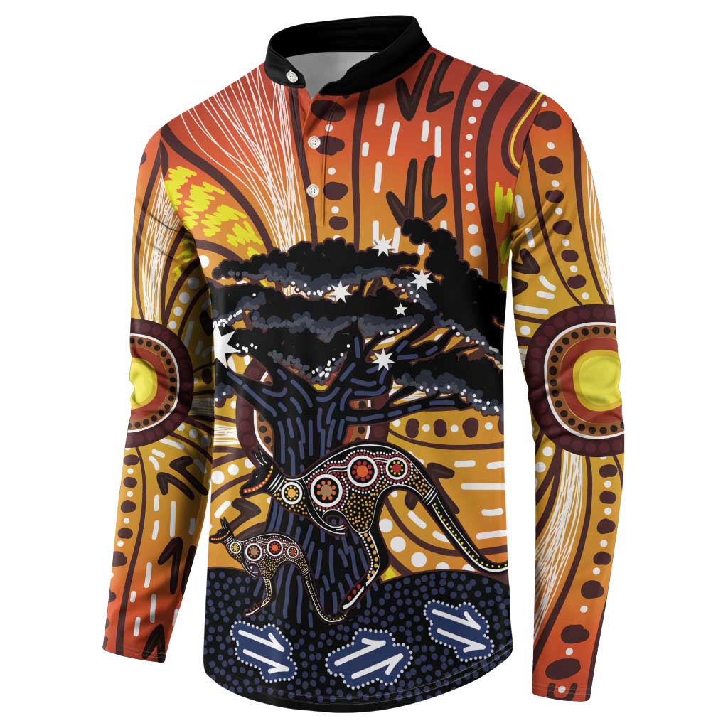 Australia Mother's Day Personalised Button Sweatshirt Kangaroo With Aboriginal Tree Art
