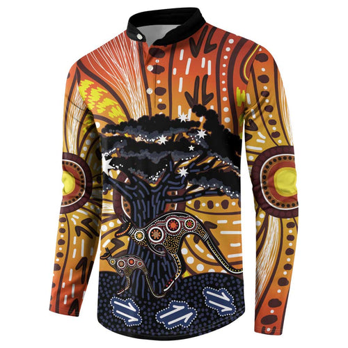 Australia Mother's Day Personalised Button Sweatshirt Kangaroo With Aboriginal Tree Art