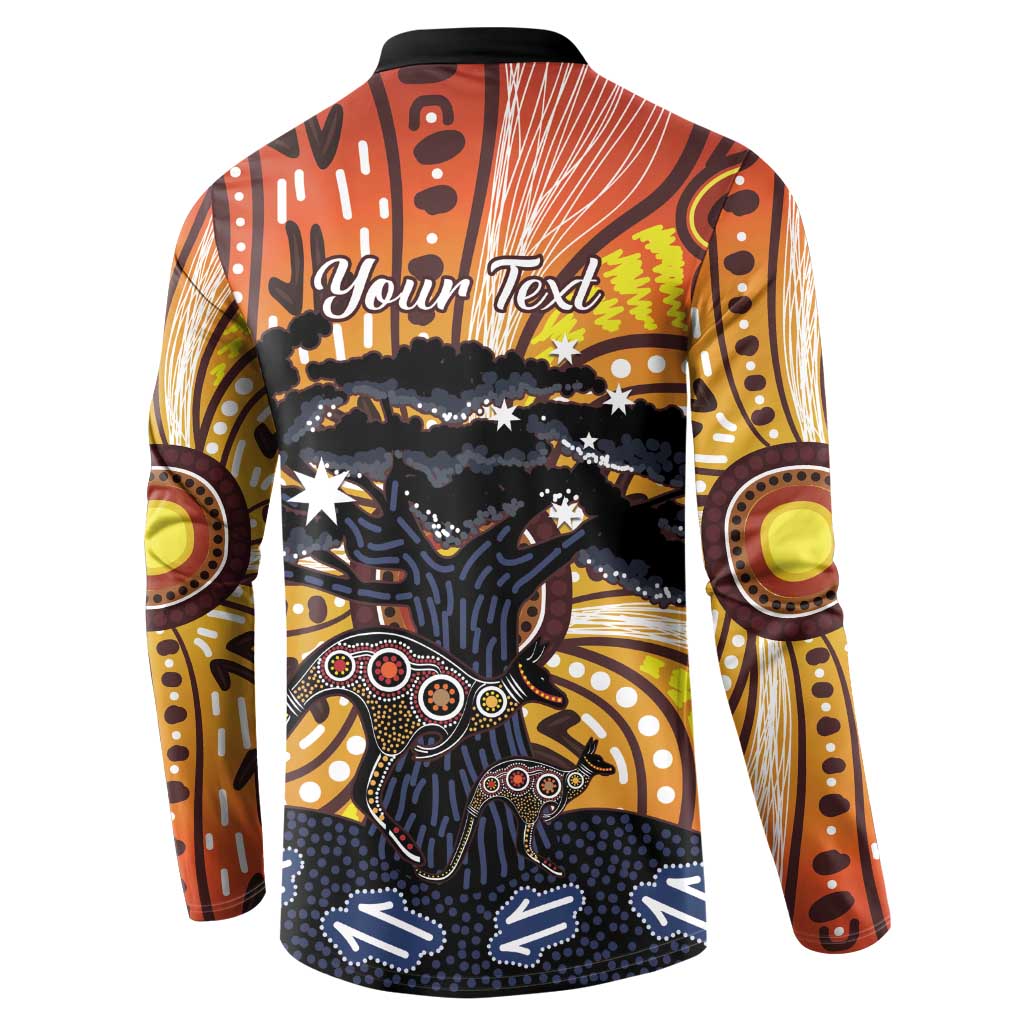 Australia Mother's Day Personalised Button Sweatshirt Kangaroo With Aboriginal Tree Art