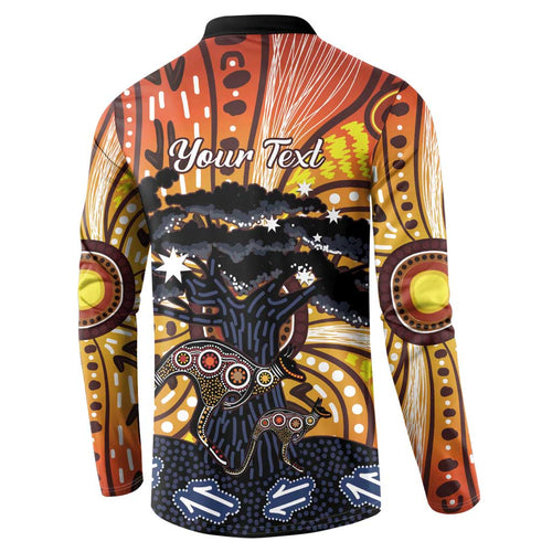 Australia Mother's Day Personalised Button Sweatshirt Kangaroo With Aboriginal Tree Art