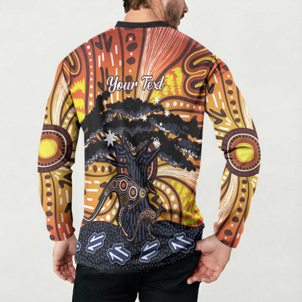 Australia Mother's Day Personalised Button Sweatshirt Kangaroo With Aboriginal Tree Art