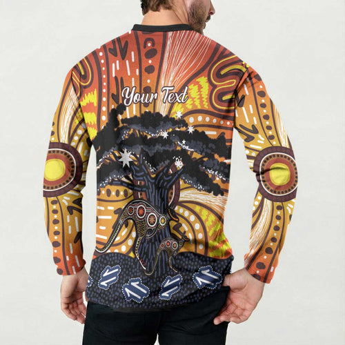 Australia Mother's Day Personalised Button Sweatshirt Kangaroo With Aboriginal Tree Art