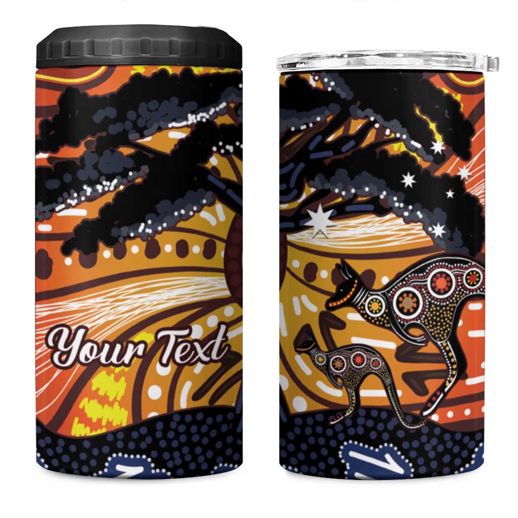 Australia Mother's Day Personalised 4 in 1 Can Cooler Tumbler Kangaroo With Aboriginal Tree Art