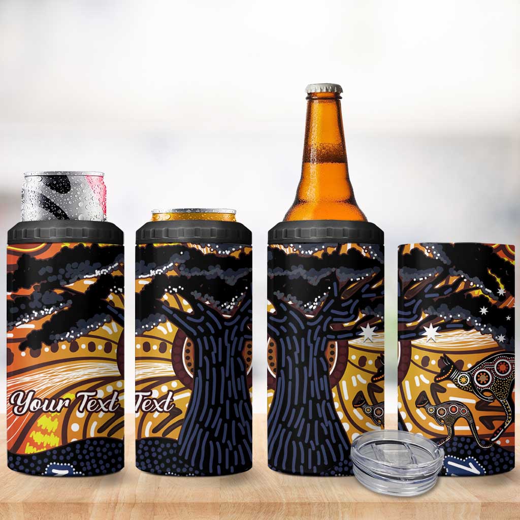 Australia Mother's Day Personalised 4 in 1 Can Cooler Tumbler Kangaroo With Aboriginal Tree Art