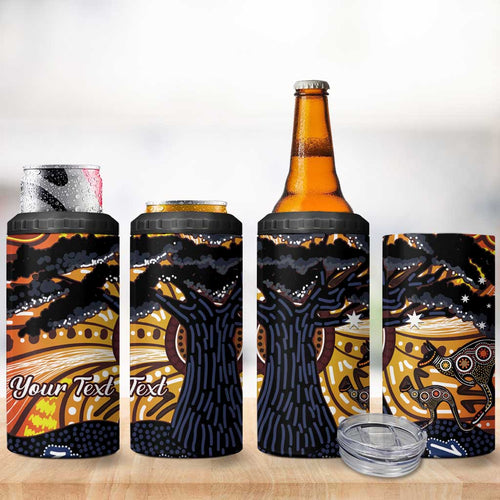 Australia Mother's Day Personalised 4 in 1 Can Cooler Tumbler Kangaroo With Aboriginal Tree Art