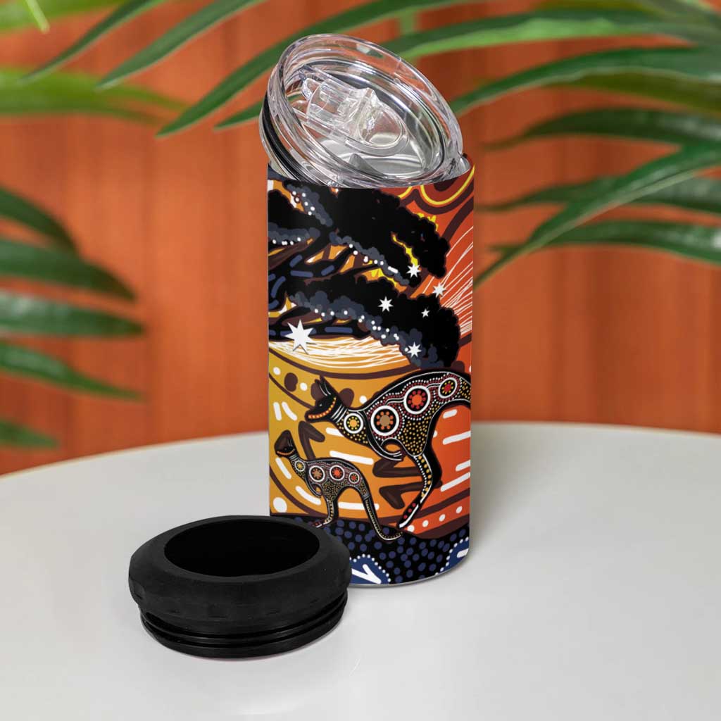 Australia Mother's Day Personalised 4 in 1 Can Cooler Tumbler Kangaroo With Aboriginal Tree Art