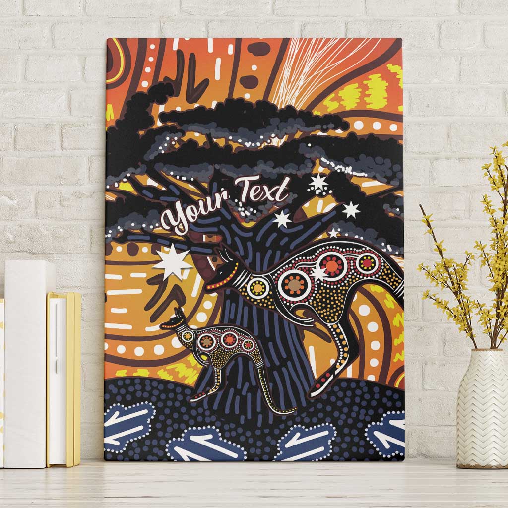 Australia Mother's Day Personalised Canvas Wall Art Kangaroo With Aboriginal Tree Art