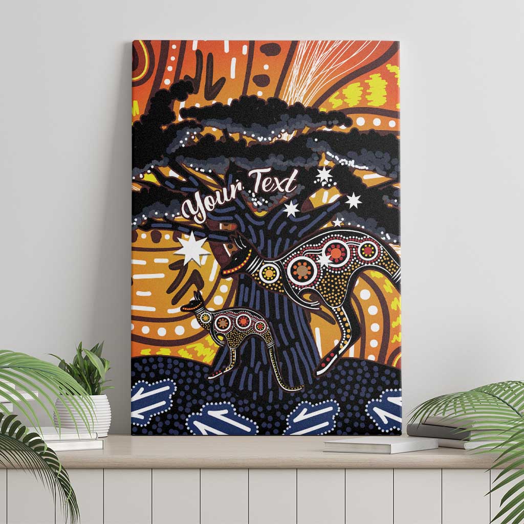 Australia Mother's Day Personalised Canvas Wall Art Kangaroo With Aboriginal Tree Art