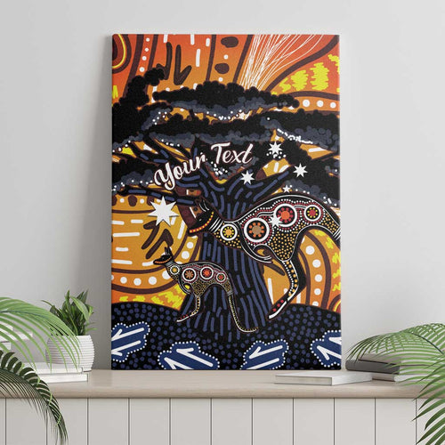 Australia Mother's Day Personalised Canvas Wall Art Kangaroo With Aboriginal Tree Art