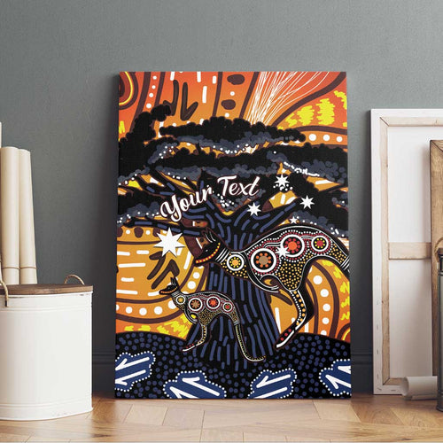 Australia Mother's Day Personalised Canvas Wall Art Kangaroo With Aboriginal Tree Art