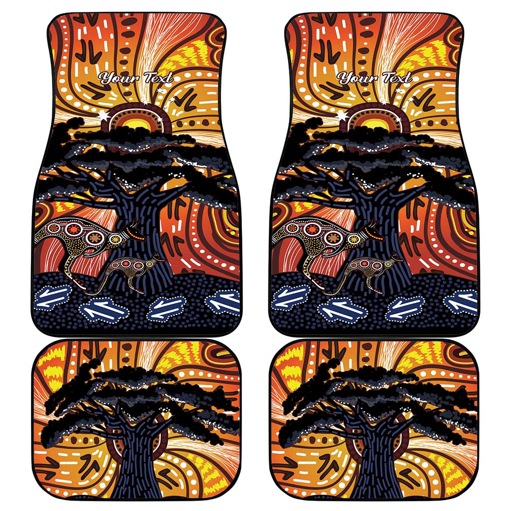 Australia Mother's Day Personalised Car Mats Kangaroo With Aboriginal Tree Art