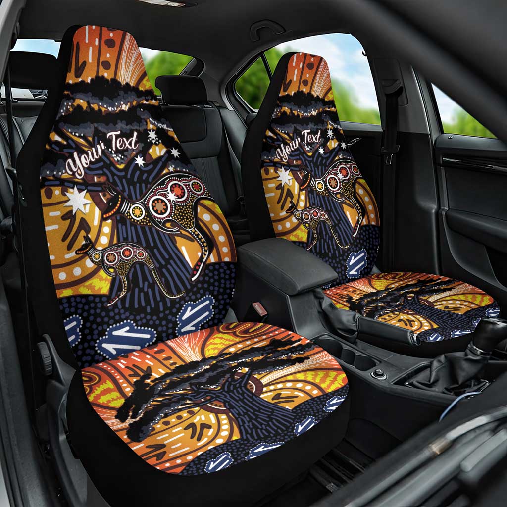 Australia Mother's Day Personalised Car Seat Cover Kangaroo With Aboriginal Tree Art