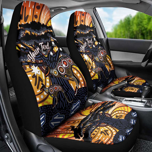 Australia Mother's Day Personalised Car Seat Cover Kangaroo With Aboriginal Tree Art