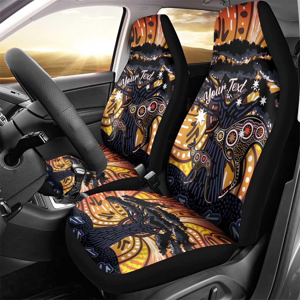 Australia Mother's Day Personalised Car Seat Cover Kangaroo With Aboriginal Tree Art